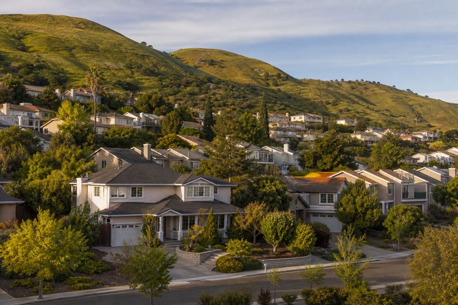 Evergreen hillside neighborhood