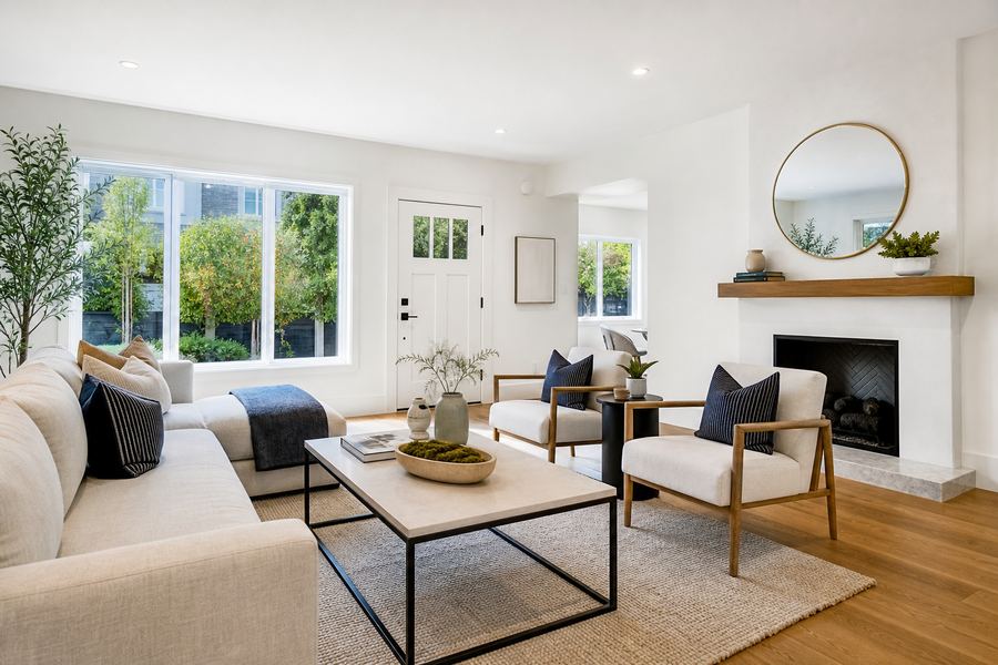 Living room staged for sale