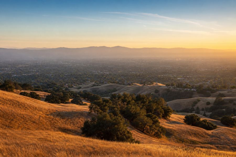 Santa Clara Valley from the Silver Creek hills at golden hour